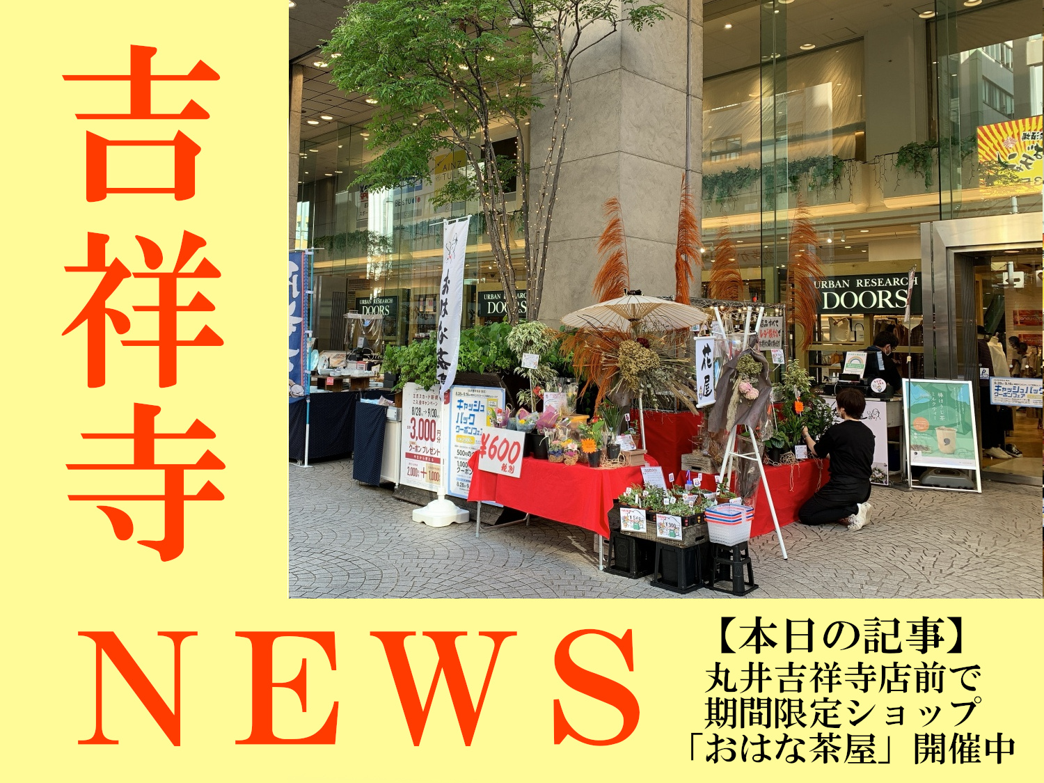 期間限定ショップ おはな茶屋 丸井吉祥寺店前で開催中 わっしょい吉祥寺